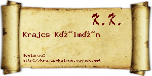 Krajcs Kálmán névjegykártya